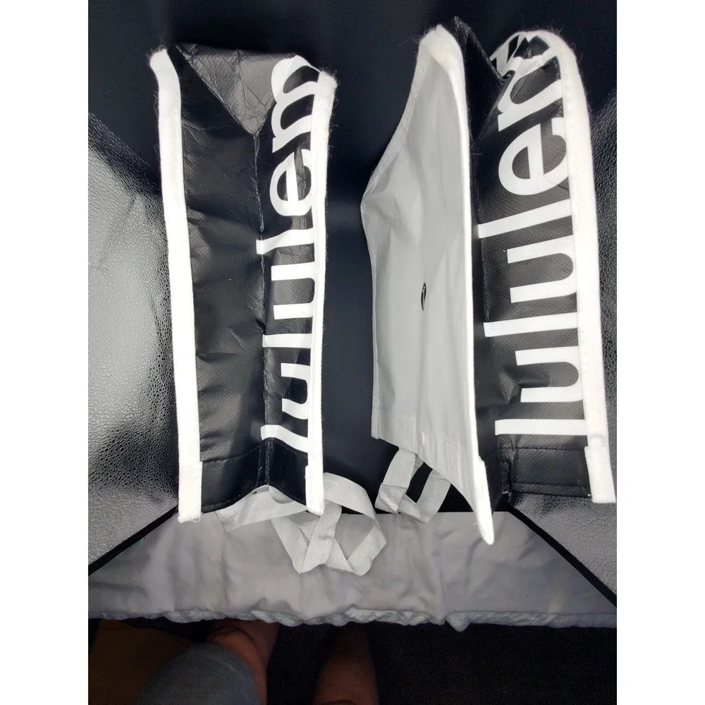 2 Lululemon white/black reusable bags